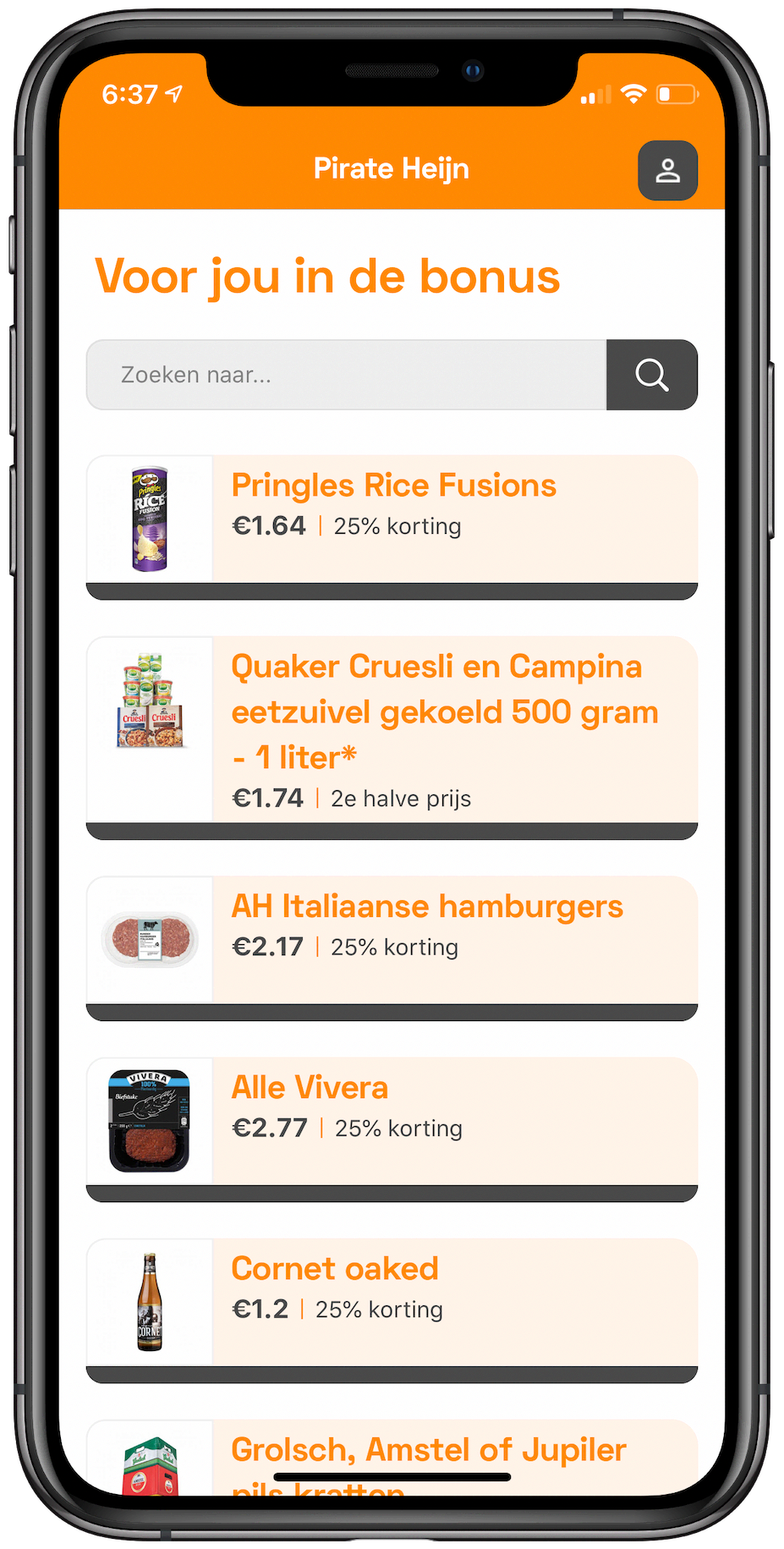 Pirate Heijn app interface